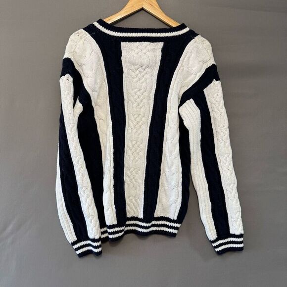 Essential Elements Men’s Sweater Black/White Color Size Large V-Neck - Picture 4 of 9